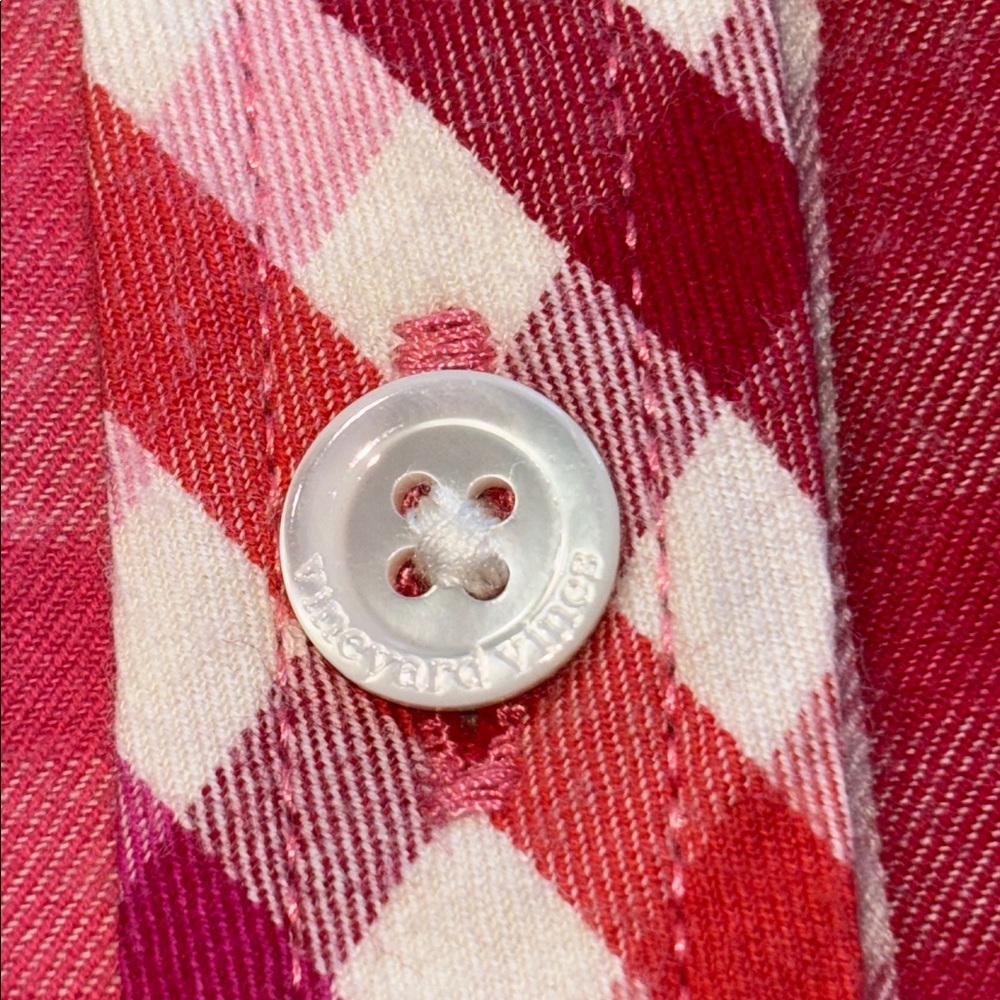 Vineyard Vines Red & Pink Plaid Button Down Shirt, Cashmere Cotton, Size 00, EUC - Picture 12 of 12